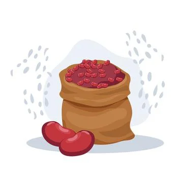 Vector illustration of Kidney beans in sack. Stock Illustration