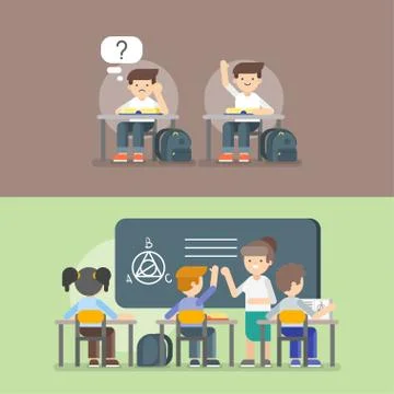 Vector illustration of kids at school. Back to school concept. Stock Illustration