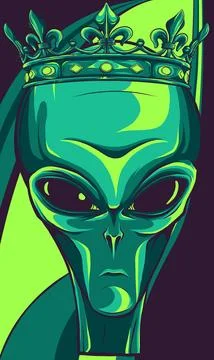 Vector illustration king alien mascot on white background Stock Illustration