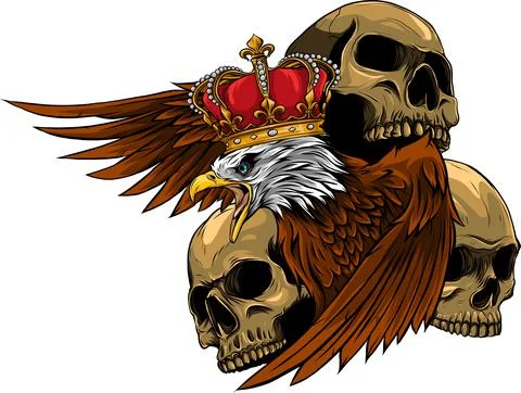 Vector illustration of king Eagle and Skulls Stock-Illustration