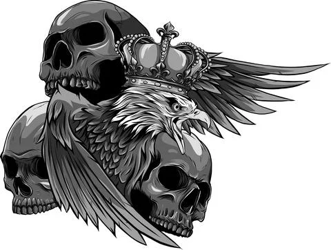 Vector illustration of king Eagle and Skulls Stockillustratie