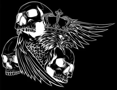 Vector illustration of king Eagle and Skulls 스톡 일러스트