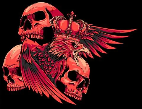 Vector illustration of king Eagle and Skulls Stock-Illustration