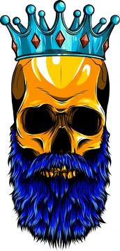 Vector illustration of king skull with beard Stock Illustration