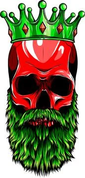 Vector illustration of king skull with beard Stock Illustration