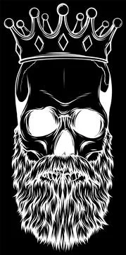 Vector illustration of king skull with beard Stock Illustration