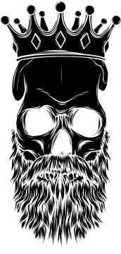 Vector illustration of king skull with beard Stock Illustration