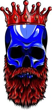 Vector illustration of king skull with beard Stock Illustration