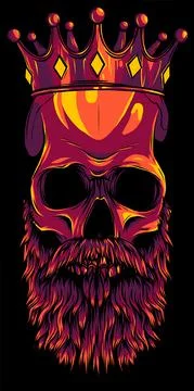 Vector illustration of king skull with beard イラスト素材