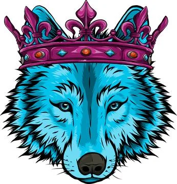 Vector illustration of king wolf on white background Stock Illustration