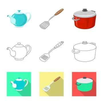 Vector illustration of kitchen and cook logo. Set of kitchen and appliance Illustration