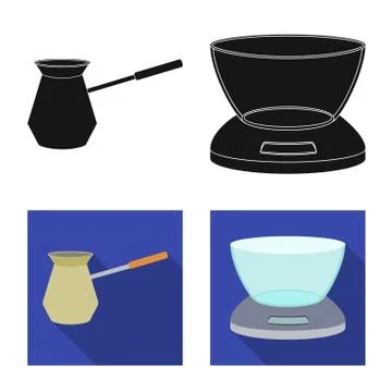 Vector illustration of kitchen and cook symbol. Set of kitchen and appliance Stock Illustration