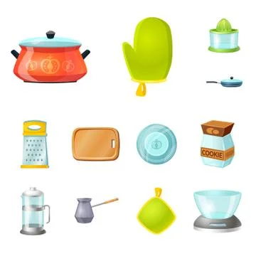 Vector illustration of kitchen and cook sign. Collection of kitchen and Stock Illustration