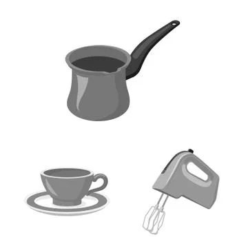 Vector illustration of kitchen and cook symbol. Set of kitchen and appliance Stock Illustration