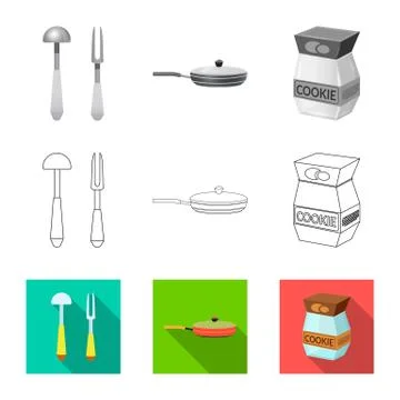 Vector illustration of kitchen and cook logo. Collection of kitchen and Illustration