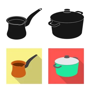 Vector illustration of kitchen and cook logo. Set of kitchen and appliance stock Illustration