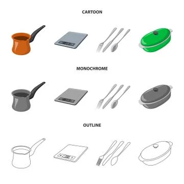 Vector illustration of kitchen and cook logo. Set of kitchen and appliance Illustration