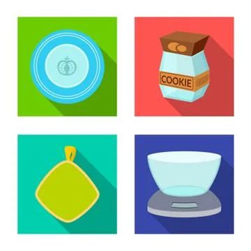 Vector illustration of kitchen and cook symbol. Set of kitchen and appliance Stock Illustration