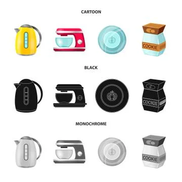 Vector illustration of kitchen and cook symbol. Set of kitchen and appliance Stock Illustration