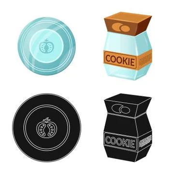Vector illustration of kitchen and cook symbol. Set of kitchen and appliance Stock Illustration