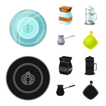 Vector illustration of kitchen and cook icon. Set of kitchen and appliance Stock Illustration
