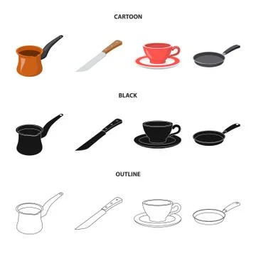 Vector illustration of kitchen and cook sign. Set of kitchen and appliance stock Stock Illustration