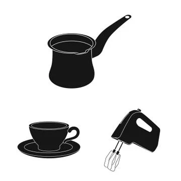 Vector illustration of kitchen and cook sign. Set of kitchen and appliance stock Stock Illustration