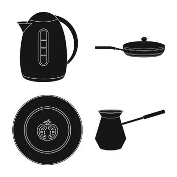 Vector illustration of kitchen and cook logo. Set of kitchen and appliance Stock Illustration