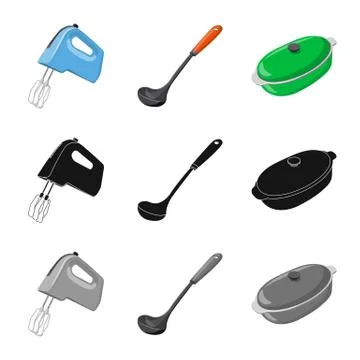 Vector illustration of kitchen and cook logo. Collection of kitchen and Illustration