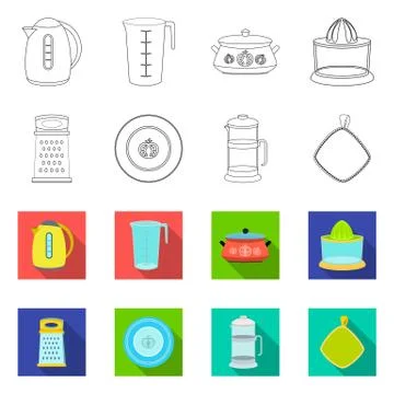 Vector illustration of kitchen and cook icon. Set of kitchen and appliance stock Stock Illustration