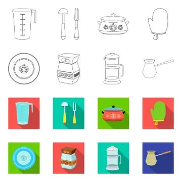 Vector illustration of kitchen and cook logo. Set of kitchen and appliance stock Stock Illustration