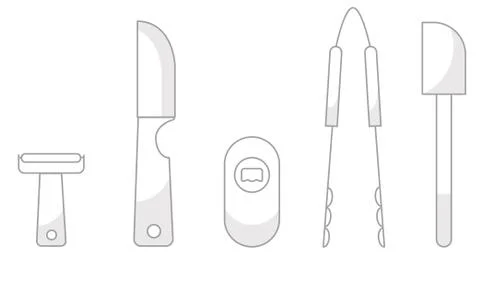 Vector illustration of the kitchen cooking tools and appliances. Knife, cooking Stock Illustration