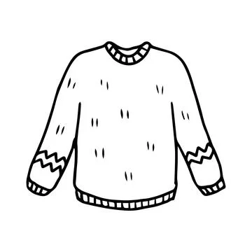 Vector illustration of knitted sweater in a hand-drawn style. Stock Illustration