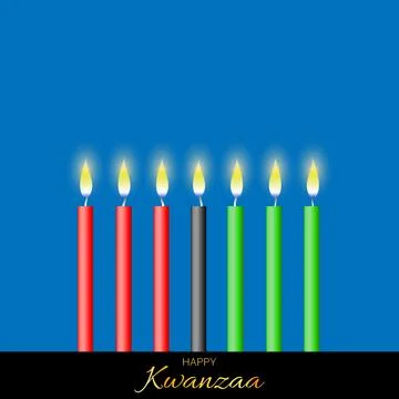 Vector Illustration for Kwanzaa. Template with seven realistic candles. Tradi Illustrazione stock