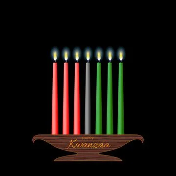 Vector Illustration for Kwanzaa. Template with seven realistic candles. Tradi 스톡 일러스트
