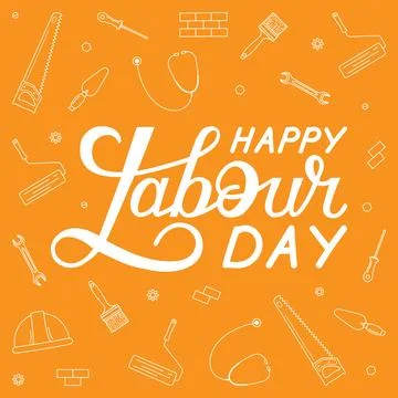 Vector illustration. Labor Day greeting card template. Lettering and working  Stock Illustration
