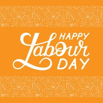 Vector illustration. Labor Day greeting card template. Lettering. Working too Stock Illustration