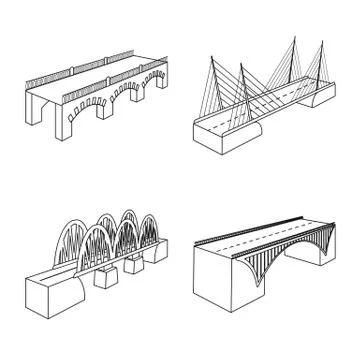 Vector illustration of landmark and structure logo. Set of landmark and crossing Illustrazione stock