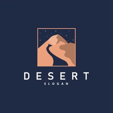 Vector illustration landscape desert logo design with desert hills sand simpl Stock Illustration