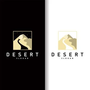 Vector illustration landscape desert logo design with desert hills sand simpl イラスト素材