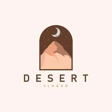 Vector illustration landscape desert logo design with desert hills sand simpl Stock Illustration