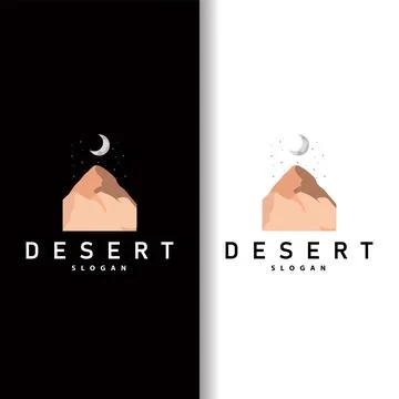 Vector illustration landscape desert logo design with desert hills sand simpl イラスト素材