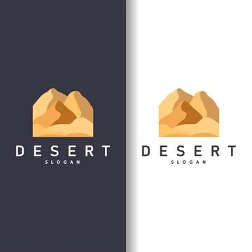 Vector illustration landscape desert logo design with desert hills sand simpl Stock Illustration