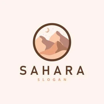 Vector illustration landscape desert logo design with desert hills sand simpl Stock Illustration