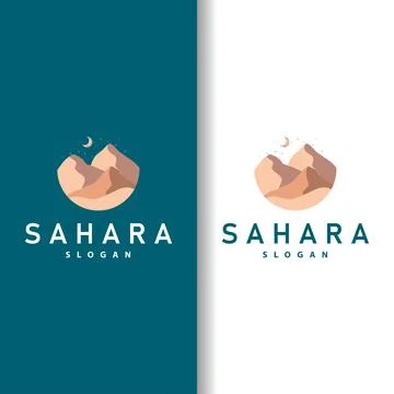 Vector illustration landscape desert logo design with desert hills sand simpl Stock Illustration