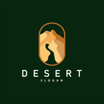 Vector illustration landscape desert logo design with desert hills sand simpl Stock Illustration