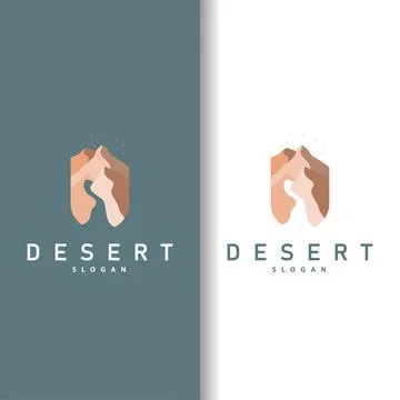 Vector illustration landscape desert logo design with desert hills sand simpl Stock Illustration