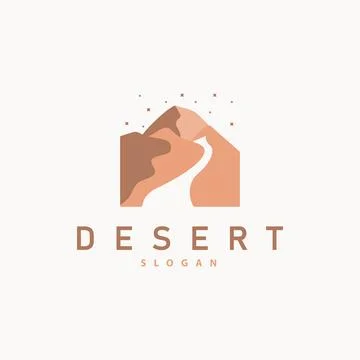 Vector illustration landscape desert logo design with desert hills sand simpl Stock Illustration