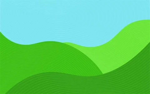 Vector illustration of landscape grass hills and sky. Stock Illustration