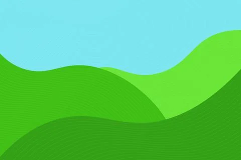 Vector illustration of landscape grass hills and sky. Stock Illustration